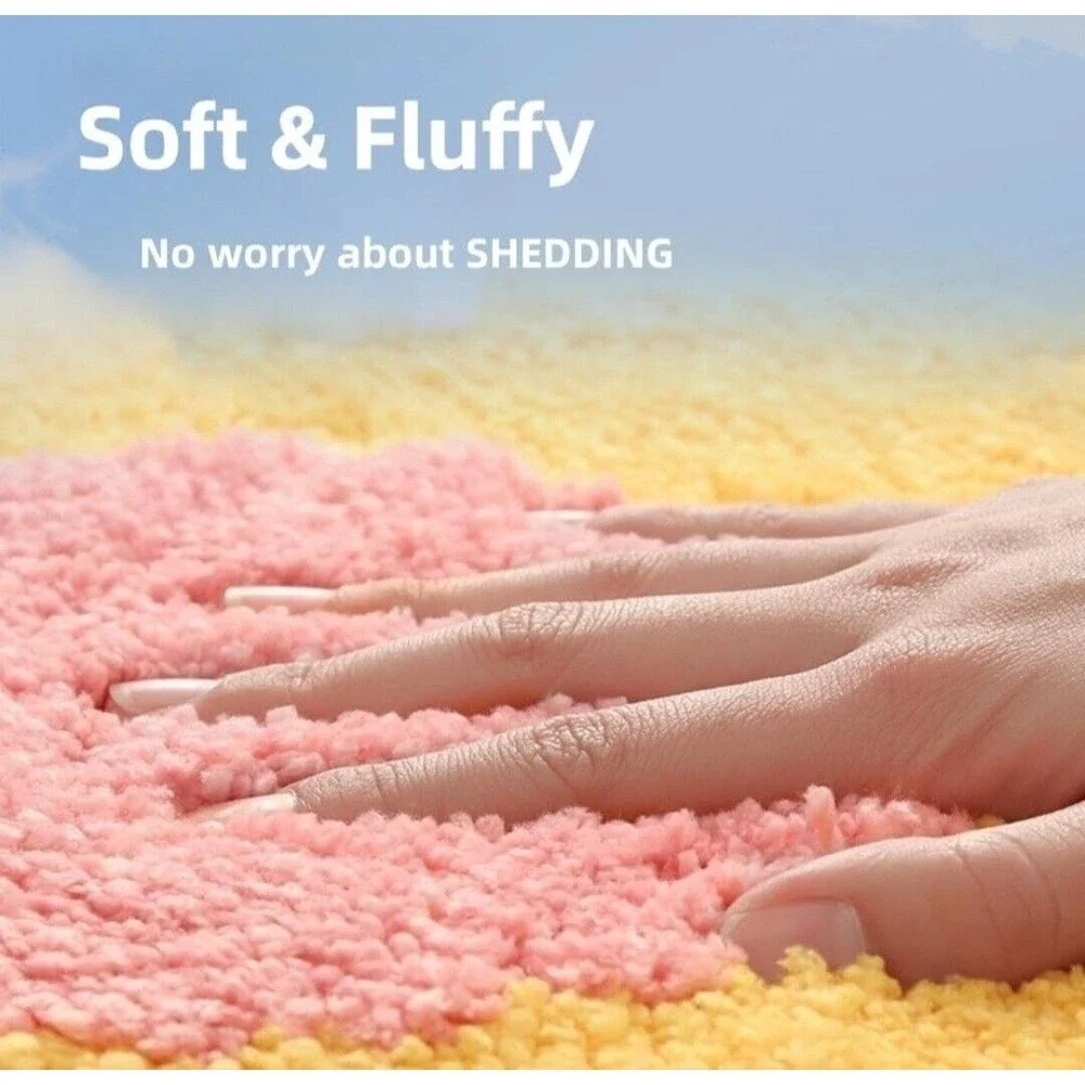 Funny Flower Bath Mat Shower Rug, Cute Pink Bathroom Rug, Non Slip Ultra Soft